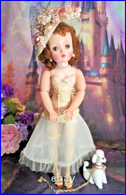 Vintage Madame Alexander Cissy Doll tagged Corset Red hair Blue eyes Hat Poodle