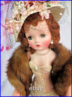 Vintage Madame Alexander Cissy Doll tagged Corset Red hair Blue eyes Hat Poodle