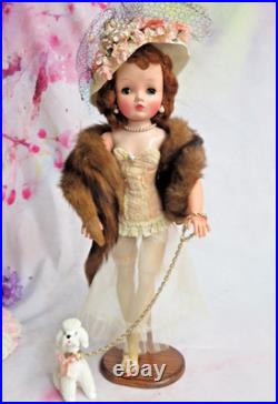 Vintage Madame Alexander Cissy Doll tagged Corset Red hair Blue eyes Hat Poodle