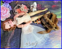 Vintage Madame Alexander Cissy Doll tagged Corset Red hair Blue eyes Hat Poodle
