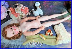 Vintage Madame Alexander Cissy Doll tagged Corset Red hair Blue eyes Hat Poodle