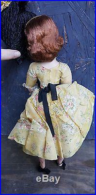 Vintage Madame Alexander Cissy in Yellow Floral Taffeta Dress
