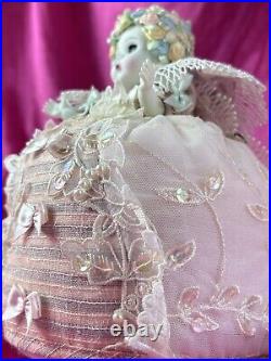 Vintage Madame Alexander Doll Pink Elizabethan Pin Cushion Pastel Roses #26480