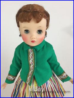 Vintage Madame Alexander Elise Doll in 1959 Ribbon Skirt & Green Mandarin Jacket