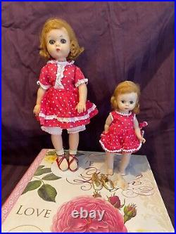 Vintage Madame Alexander Lissy 11 and Wendy 7 Dolls Red & White Polka Dot