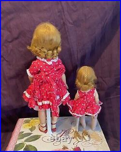 Vintage Madame Alexander Lissy 11 and Wendy 7 Dolls Red & White Polka Dot