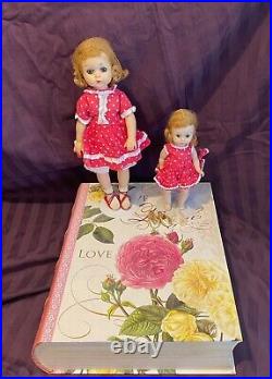 Vintage Madame Alexander Lissy 11 and Wendy 7 Dolls Red & White Polka Dot