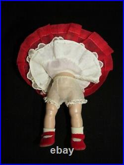 Vintage Madame Alexander Slw Wendy Kins In Red And White Pleated Organdy Dress