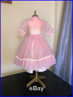 Vintage Tagged Madame Alexander 1957 Pink Nylon Checks Shirtwaist Dress no stand