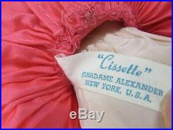 Vtg 1950s Alexander CISSETTE Doll Brunette Tagged Cotton Dress & Orig HAT