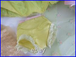 Vtg Alexander CISSY Doll Outfit GREEN FLORAL Dress Pink Sash HAT Slip Undies
