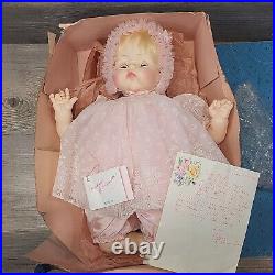 Vtg Madame Alexander Kitten Baby Doll Pink Original Dress & Bonnet Sleepy Eyes