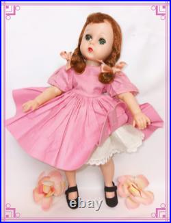 Vtg Madame Alexander Lissy Doll In 1956 Pink Cotton Dress Ma Slip & Shoes