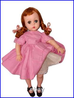 Vtg Madame Alexander Lissy Doll In 1956 Pink Cotton Dress Ma Slip & Shoes