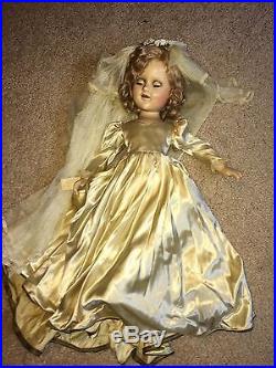 Vtg. Madame Alexander Sonja Henie 21 Composition Doll In Wedding Dress