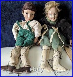 Vtg Tony Sarg Madame Alexander Marionette Puppet Hansel Gretel Pair 1930s Set FB
