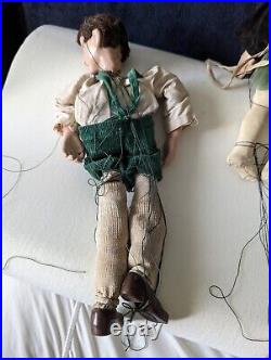 Vtg Tony Sarg Madame Alexander Marionette Puppet Hansel Gretel Pair 1930s Set FB