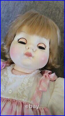 Working! 1965 Madame Alexander Puddin Baby Doll Blonde Pink Dress 20